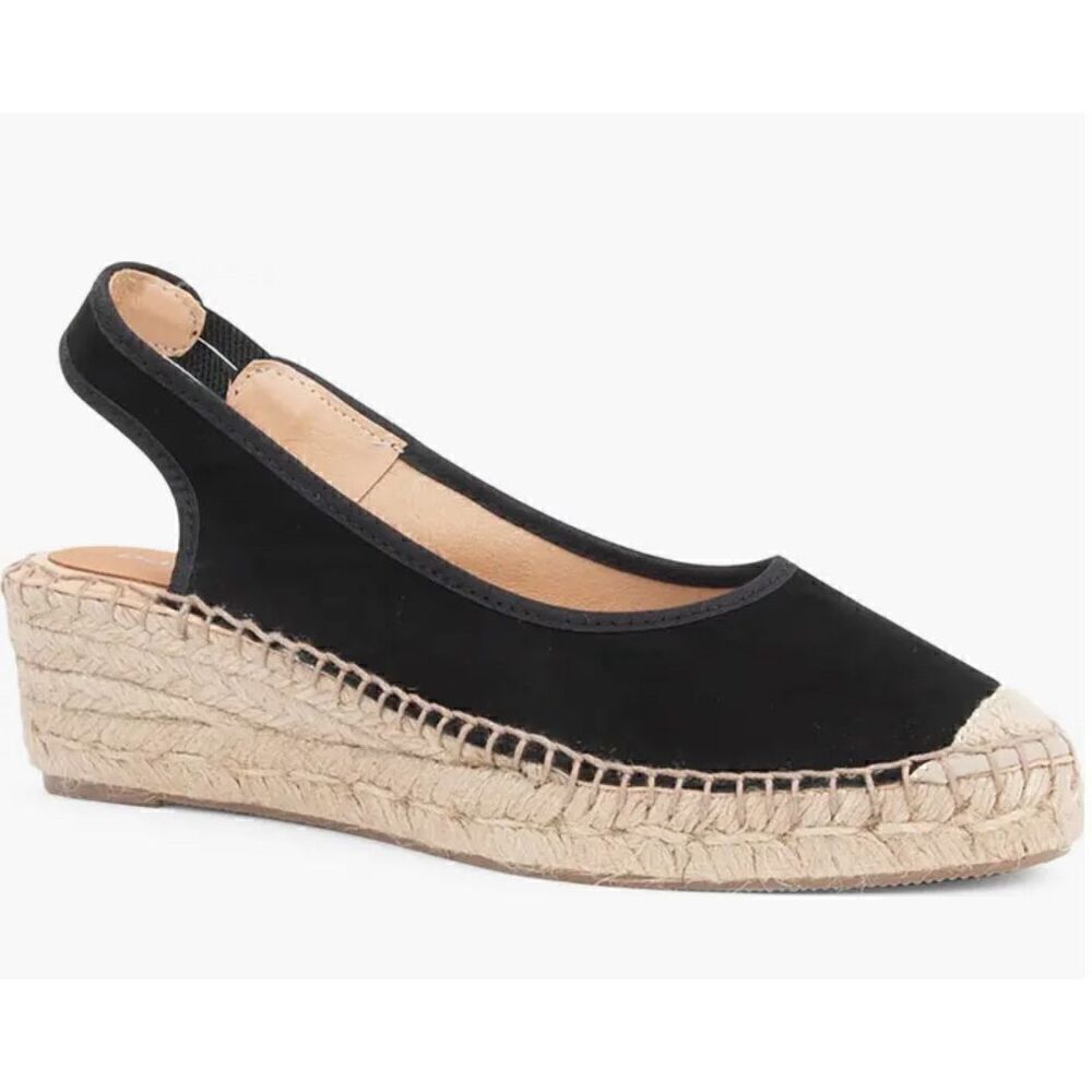 Patricia Green Valencia Slingback Wedge Espadrille in Black NWOB Size 7